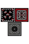KLEHOPE Serre Tete Halloween, Bandana Noir 3 Pièces, Bandana Tête de Mort, 100% Coton, Décontracté et Respirant, Foulards Ban