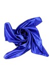 Xiang Ru Femme Été Grand Foulard Carré Couleur Uni en Soie Imité Solaire 90 * 90CM Bleu Saphir
