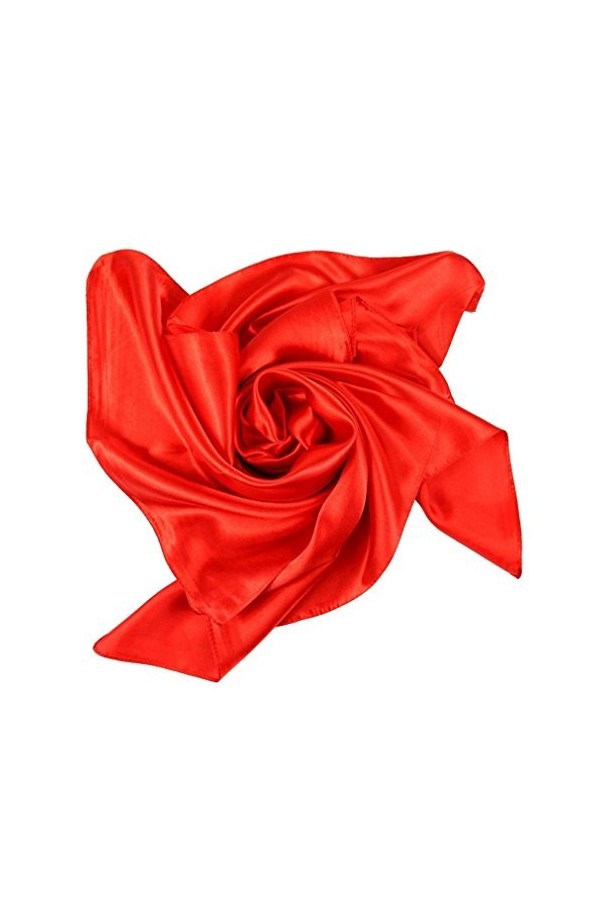 Xiang Ru Femme Été Grand Foulard Carré Couleur Uni en Soie Imité Solaire 90 * 90CM Bleu Saphir