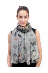 Lina & Lily Écharpe Foulard pour Femme Imprimé Papillon Gris 