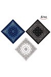 XLKJ 6 Pièces Bandanas Paisley, Bandeau Foulard Mouchoir pour Hommes Femmes Hip-Hop