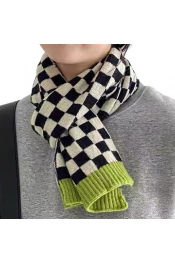 Moxeupon Foulards de mode pour femmes | Écharpe tricotée en damier blanc noir | Écharpe douce pour femmes, écharpes épaisses 