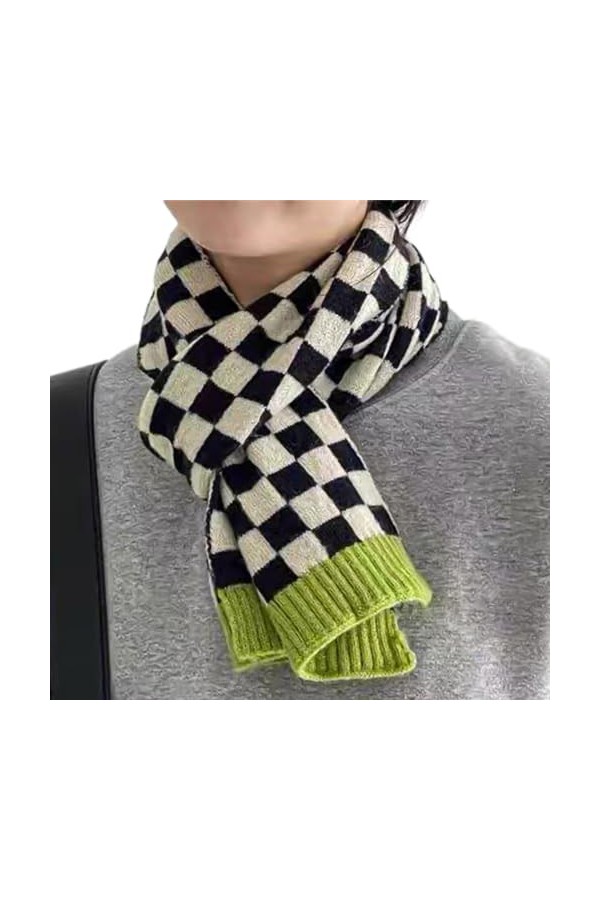 Moxeupon Foulards de mode pour femmes | Écharpe tricotée en damier blanc noir | Écharpe douce pour femmes, écharpes épaisses 