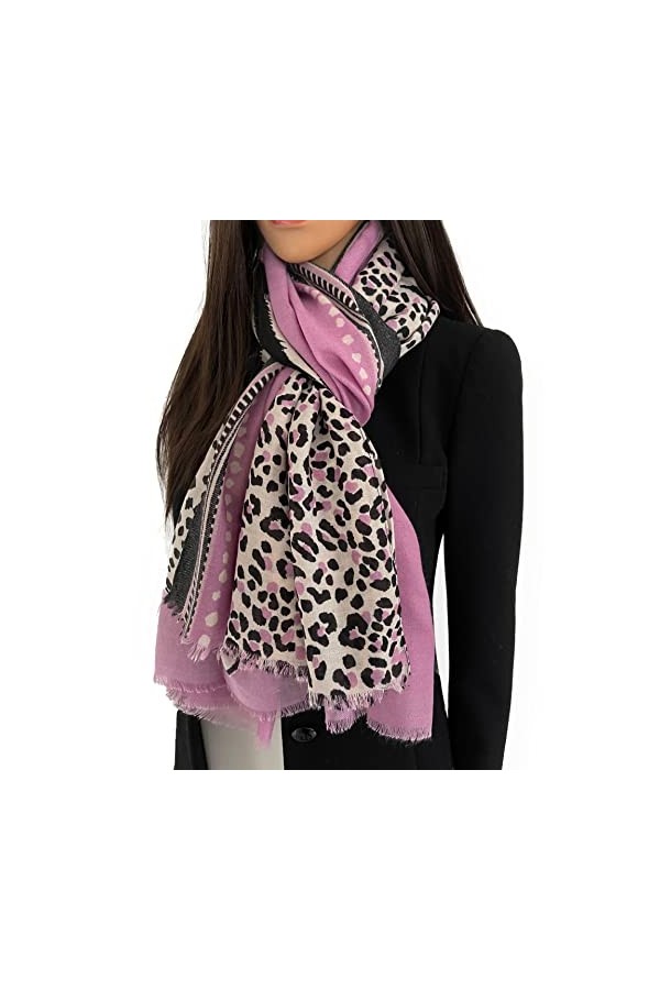 The Accessory Co. Grande écharpe à imprimé léopard pour femme, foulard imprimé animal, écharpe à col long, châle de créateur,