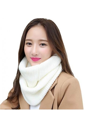 YONKOUNY Femme Écharpe dhiver en Tricot Chaud Écharpe Tube Cercle Collier Foulard Couleur Unie Tricoté Écharpe Cache-Cou