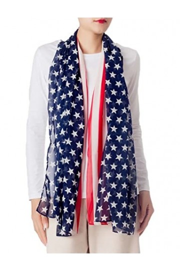 iB-iP Femme Drapeau Américain À Motif Grand Magnifique Léger Mode Longue Foulard, Taille: Taille unique, Marine