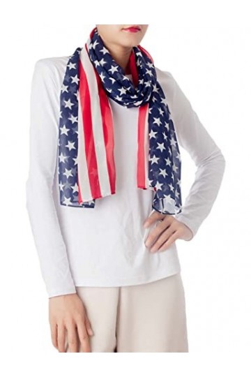 iB-iP Femme Drapeau Américain À Motif Grand Magnifique Léger Mode Longue Foulard, Taille: Taille unique, Marine
