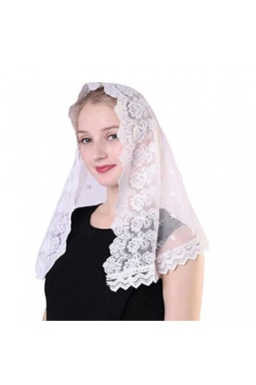 FRCOLOR Bufandas Para Mujer Triangle Dentelle Voile Masse Catholique Tête Couvrant Écharpe Foulard Voiles Floraux Pour De Mar