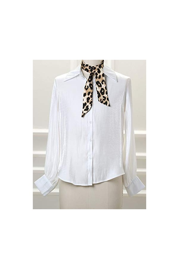 sourcing map Écharpe Maigre Femmes Mince Long Foulard Mode Imprimé Léopard Bandeau Ceinture Sac Accessoire Poignée Brun clair