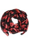 DIVISTAR Foulard pour femme Motif coquelicot Noir Taille L