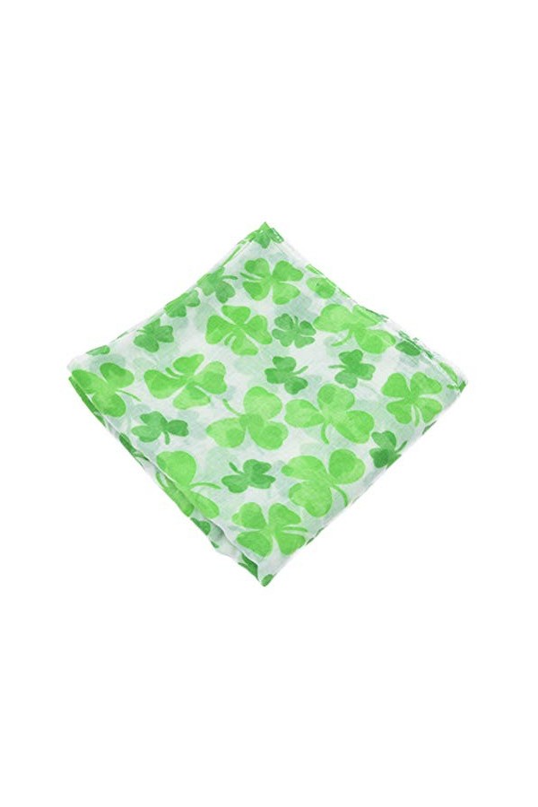 Foulard imprimé trèfle élégant pour femme et fille vert accessoire de la Saint-Patrick