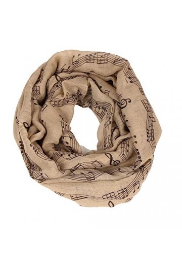 Metyou Foulard tendance léger pour femme avec notes de musique et col infini - Vert - Taille Unique