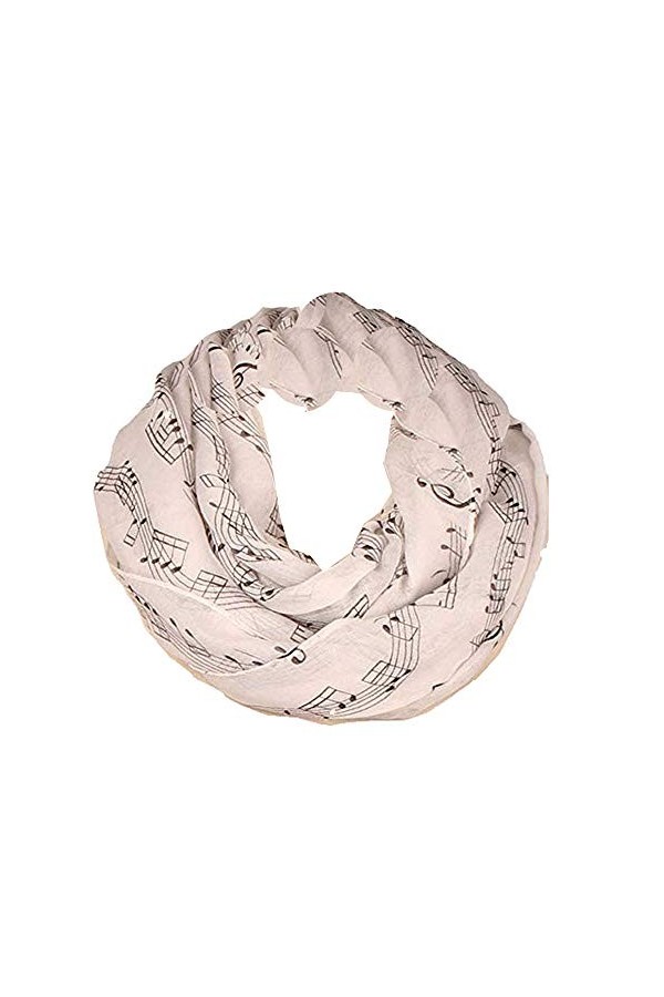 Metyou Foulard tendance léger pour femme avec notes de musique et col infini - Vert - Taille Unique