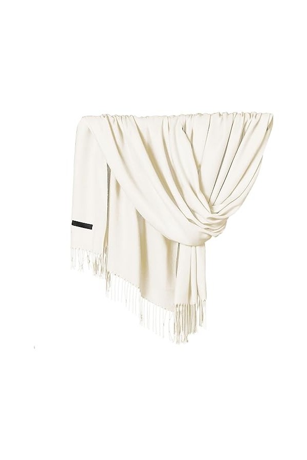 LTWOTEJNG Pashmina Foulard Femme Doux Couleur Unie Mode Chaud Cou Frange Écharpe Triangle Femme, kaki, A