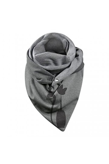 Écharpe dhiver pour femme - Écharpe triangulaire chaude - Écharpe pour femme - Cache-cou à carreaux et boutons - Poncho pers