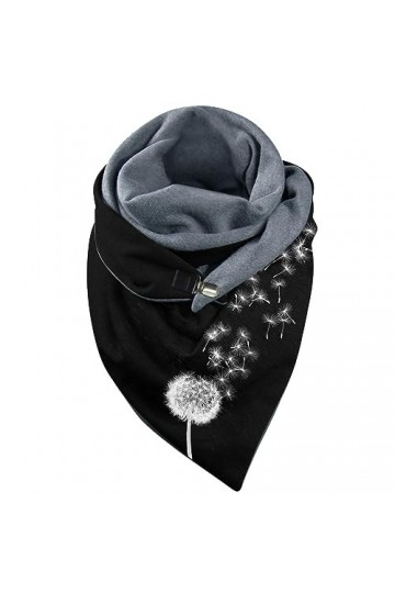 Écharpe dhiver pour femme - Écharpe triangulaire chaude à carreaux et boutons - Triangle classique - Poncho - Personnalité -