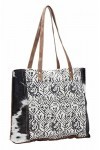Myra Sac Coton et cuir de vache Sac en toile Restauré S-1136