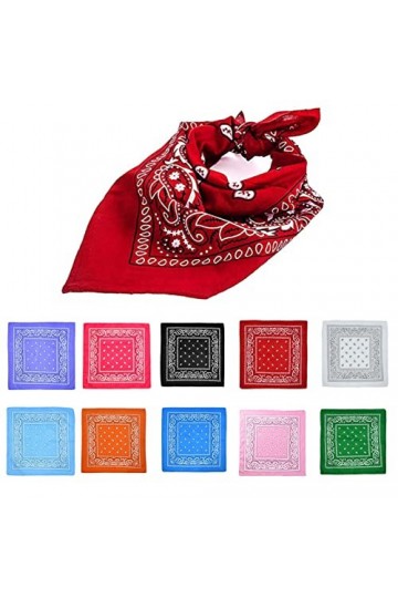 VEGCOO 10Pcs Bandana Unisexe Mouchoirs pour Hommes et Femmes Bandana Cheveux Femme Ensemble Foulard à Motif Rétro Foulard Imp