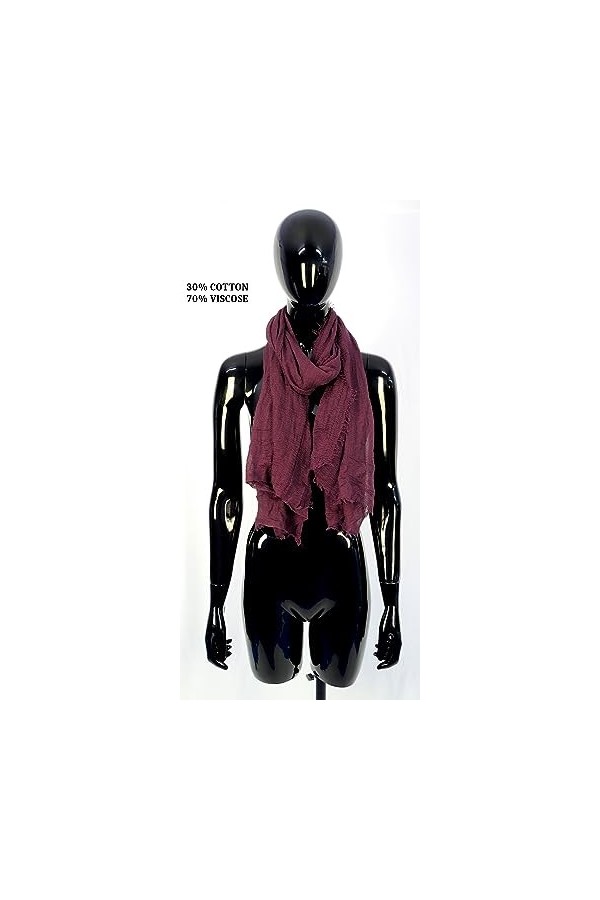 Van Der Rich ® - Foulard Echarpe Froissé Cache Cou Homme Femme 40-Bordeaux, TU 