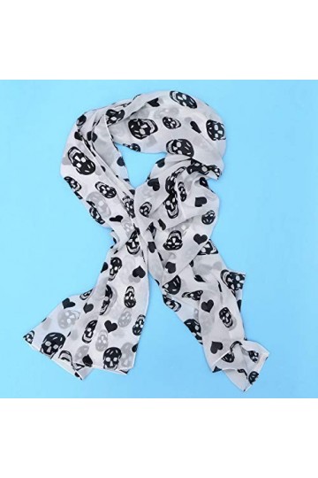 Supvox Châle wrap Foulard en Mousseline de tete Couronne tete de Crane Imprimer Longues Echarpes 160 * 70cm noir 