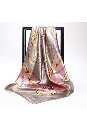 LCUK Foulards en Soie Femmes Imprimer Foulard Satin tête carrée Hijab écharpes pour Dames Marque de Luxe châles 90 cm Foulard