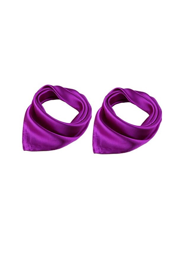 ROICHIC Foulard Carré Uni en Satin Elégant Chic OL Classique Multicolore 57x57CM Couleur 3x2pcs ,S,Violet