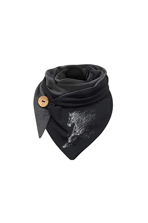 éCharpe Chale Femme Hiver Rétro Triangle Châles à Boucle Comfortable Laine Cape Automne Hiver Wrap Scarf Impression Motif Déc