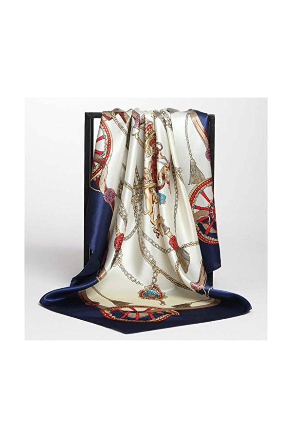 Foulard Hijab En Satin Noir Brillant 90x90 Cm – Grand, Doux, Pour Toute La Tête