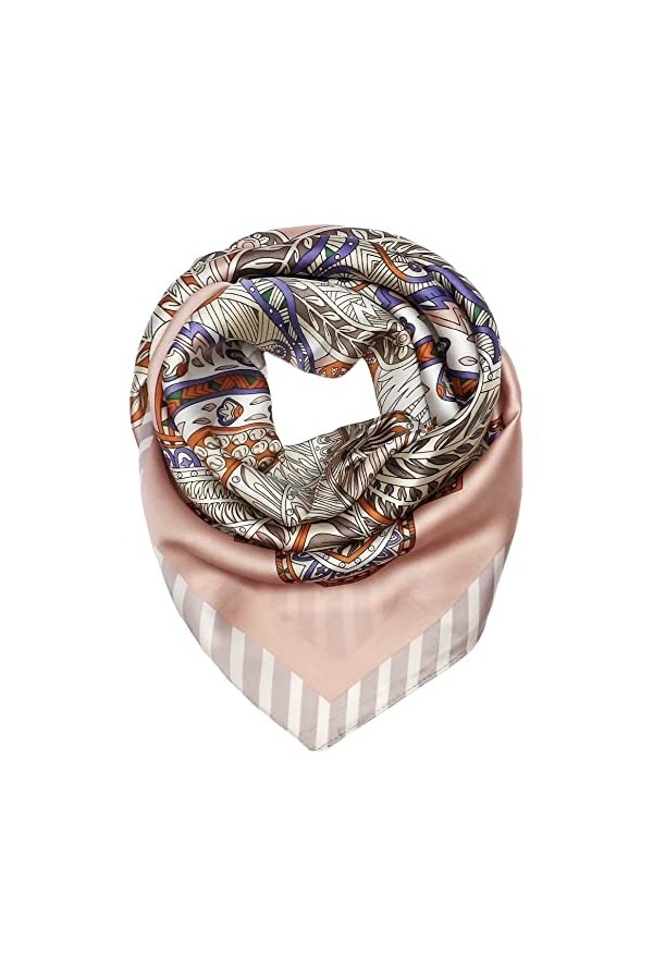 Foulard carré en soie de taille moyenne – 69,1 cm en satin pour femme, léger pour dormir, 13 - Rose, 70X70cm