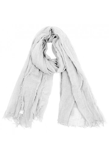 Van Der Rich ® - Foulard Echarpe Froissé Cache Cou Homme Femme 21-Blanc, TU 