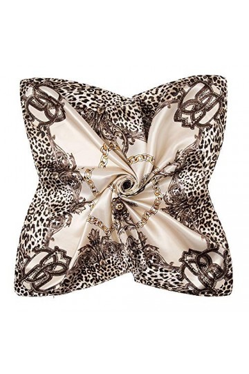 Hunker Foulard en soie pour femme - Grand carré Satin 90 cm - blanc - 89 cm