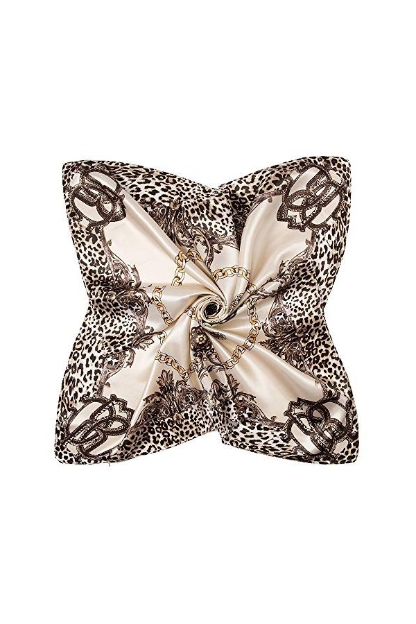 Hunker Foulard en soie pour femme - Grand carré Satin 90 cm - blanc - 89 cm