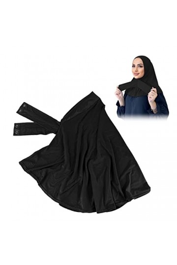 PFLYPF 1 pièces noir Hijab cravate bouton écharpe musulman écharpe cravate pratique Hijab pour filles dames