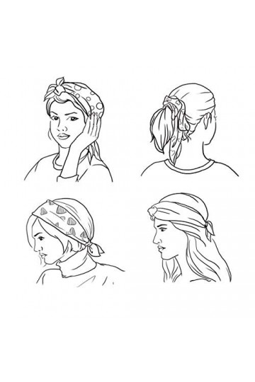 LUNLUMO Foulard en soie pour femme Motif dessin carré, 60 x 60 cm