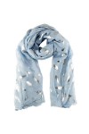Folulard Écharpe plume estampé argent. Taille unique 70 X 180cm, 30% Coton, 70% Viscose Bleu 