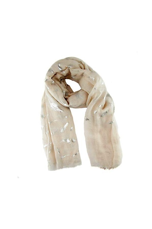 Folulard Écharpe plume estampé argent. Taille unique 70 X 180cm, 30% Coton, 70% Viscose Bleu 