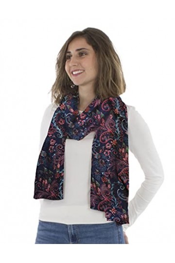 Coline - Foulard élégant imprimé cachemire - Couleur : Marine