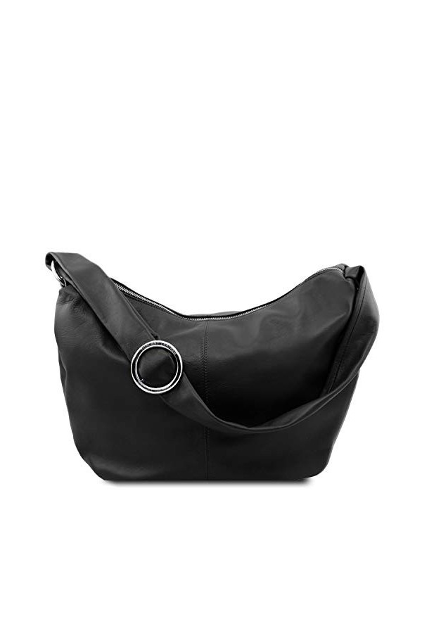 TUSCANY LEATHER Yvette Sac hobo en cuir souple Noir