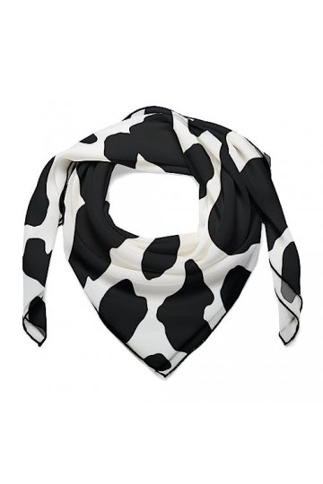 Rain Rainbow Foulard carré léger et lisse 68 x 68 cm, bandanas de vache à pois noirs pour femmes et hommes, Vache à taches no