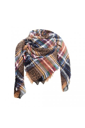 Foulard triangulaire pour femme - En coton - Chaud et doux - Personnalité géométrique - Écharpe dautomne - Épais - Écharpe d