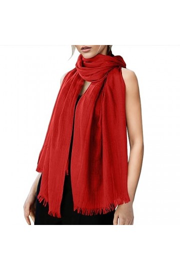 Foulard en coton et lin de couleur unie pour femme pour toutes les saisons, écharpe de plage Dhg566, violet, taille unique