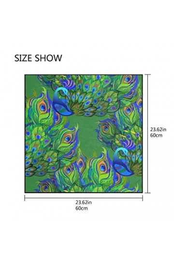 LUNLUMO Foulard léger en plumes de paon vert tendance en soie pour femme