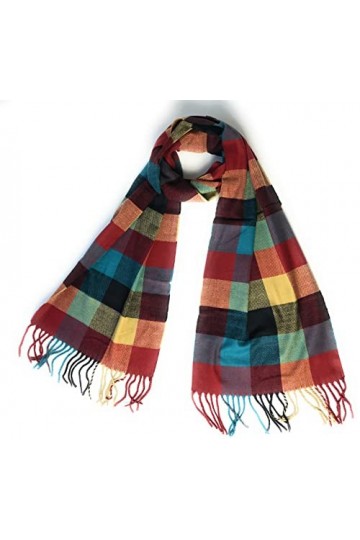 Kgm Écharpe à carreaux écossais super douce - Écharpes pour homme et femme, rouille, taille unique