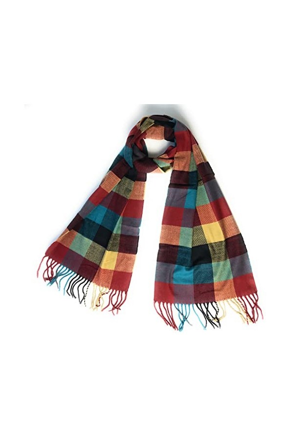 Kgm Écharpe à carreaux écossais super douce - Écharpes pour homme et femme, rouille, taille unique