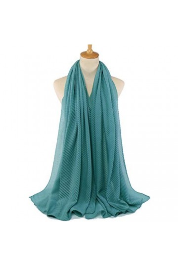 LCUK Écharpe en Coton plissé froissé Femmes Hijab Musulman tête Wrap Rides châle Foulards Couleurs Unies