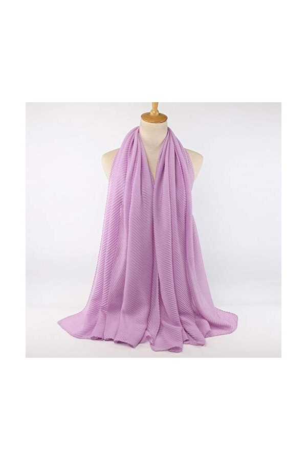 LCUK Écharpe en Coton plissé froissé Femmes Hijab Musulman tête Wrap Rides châle Foulards Couleurs Unies