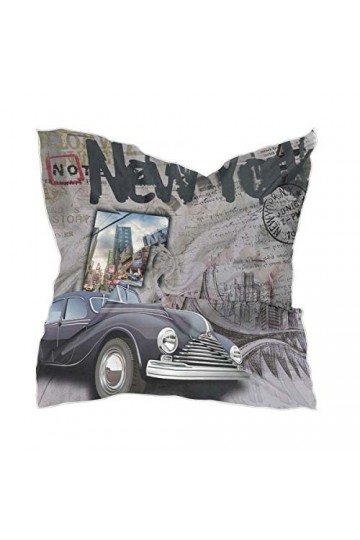LUNLUMO Foulard en soie pour femme Motif New York 59,9 x 59,9 cm