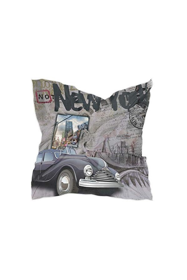 LUNLUMO Foulard en soie pour femme Motif New York 59,9 x 59,9 cm