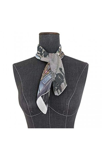LUNLUMO Foulard en soie pour femme Motif New York 59,9 x 59,9 cm