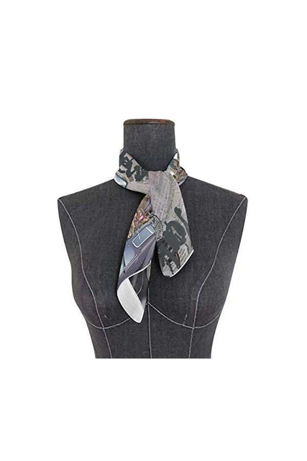 LUNLUMO Foulard en soie pour femme Motif New York 59,9 x 59,9 cm